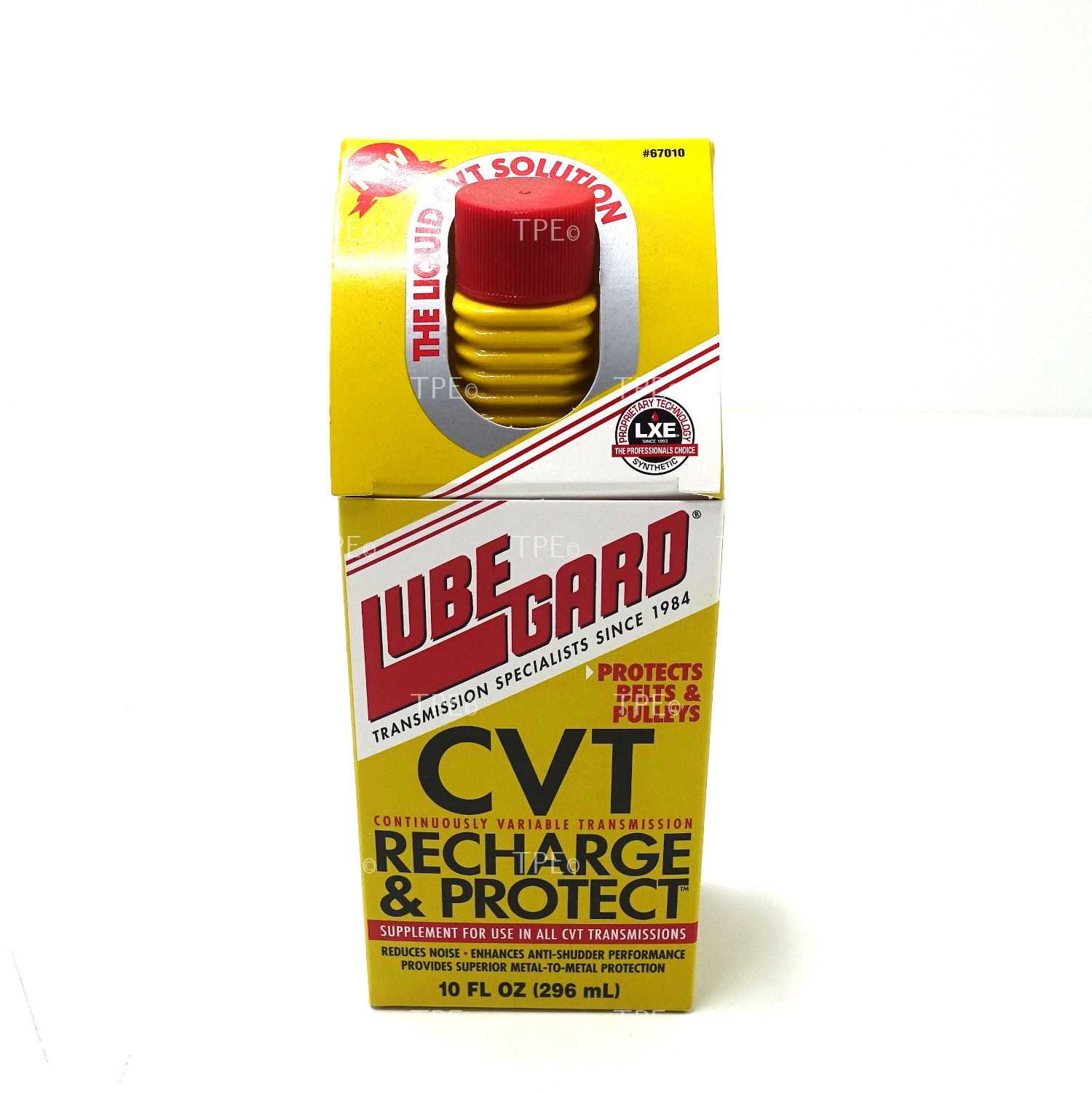 08.LU.67010 DESCRIPTION

Specifically formulated for continuously variable transmissions. Our CVT RECHARGE & PROTECT revitalizes the worn-out fluid by restoring additive components essential to optimal performance of CVTs. It reduces noise and enhances anti-shudder performance for smoother operation. Formulated with proprietary LXE® (Liquid Wax Ester Technology), it protects internal parts from excessive wear and reduces fluid degradation by raising the thermal and oxidative stability of the fluid.

REDUCES NOISE • ENHANCES ANTI-SHUDDER PERFORMANCE • PROVIDES SUPERIOR METAL-TO-METAL PROTECTION

• For use in all CVTs that call for CVT fluid
• Corrects and prevents problems caused by worn-out, degraded fluid
• Reduces noise
• Protects belt/chain, pulleys and other components from excessive wear
• Provides anti-shudder durability
• Maintains belt traction
• Reduces foaming to maintain proper fluid pressure and flow
• Lubricates and protects seals without shrinking or swelling them
• Increases heat stability of the fluid